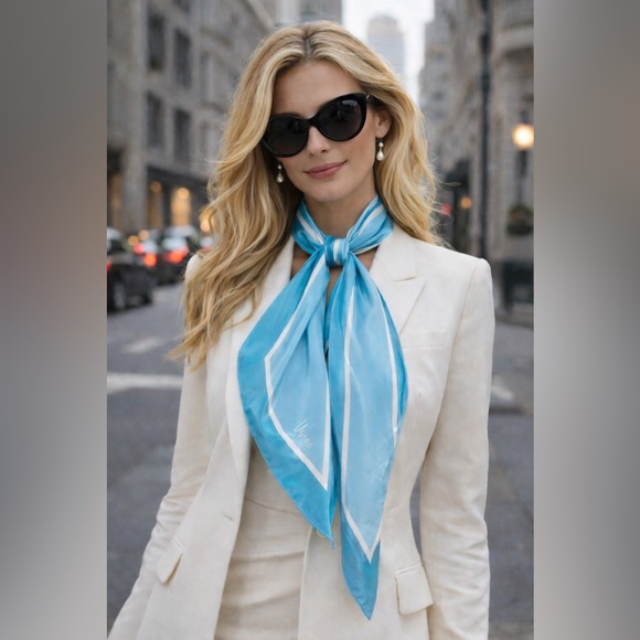 Vera Neumann Accessories - Vintage Vera Neumann 100% Silk Scarf Blue